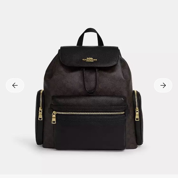 Coach Handbags - Coach Black and Brown Backpack Baby Bag with Gold Accents